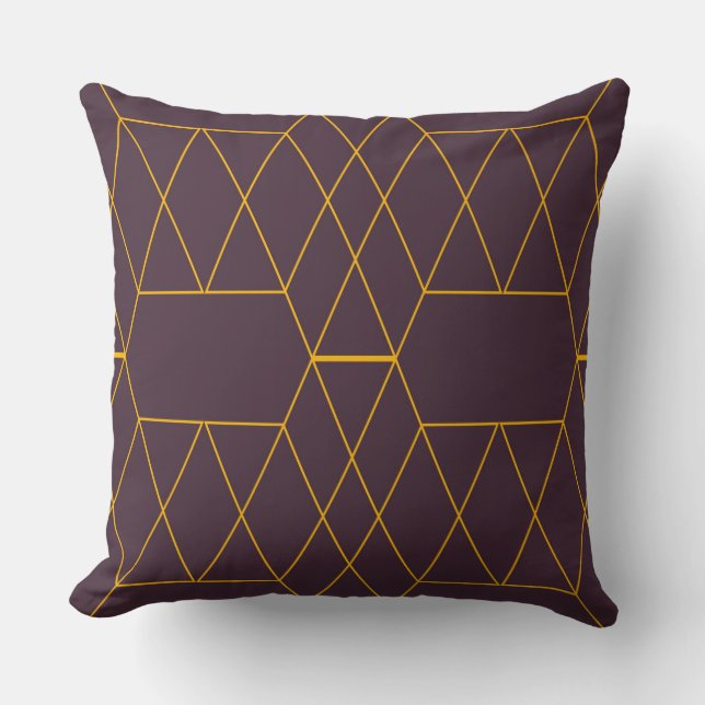 Almofada Amarelo, roxo, simples, gráfico geométrico moderno (Frente)