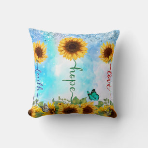 Almofada Amarelo Sunflower Love Esperança Fé Verão outono