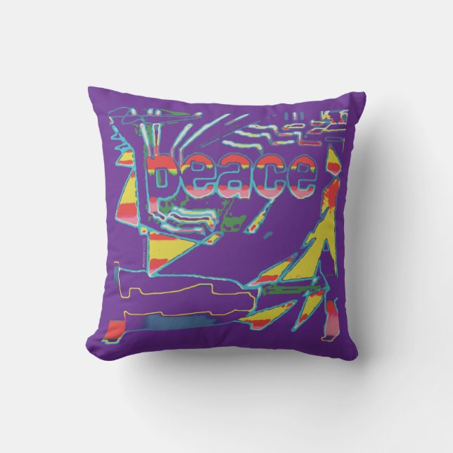 Almofada Amarelo Vermelho Inspiracional Paz no Sudoeste Pur (Frente)