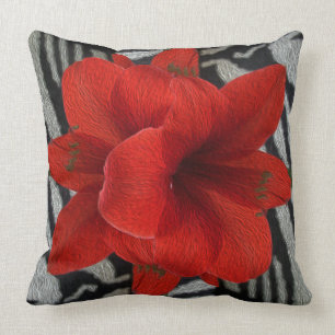 Almofada Amaryllis no travesseiro gráfico floral do