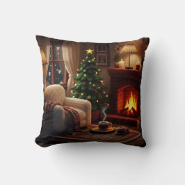 Almofada Ambiente de Natal acolhedor, em estilo de malha
