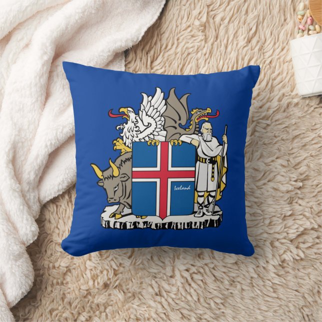 Almofada Ame a Islândia e a bandeira islandesa, emblema / f (Cobertor)