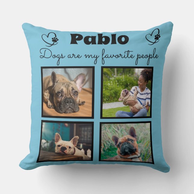 Almofada Ame o meu cão - 4 colagens personalizadas com foto (Frente)