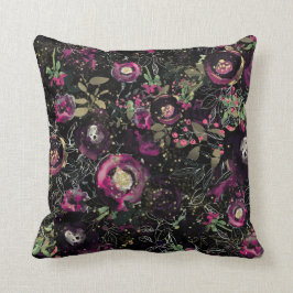 Almofada Ameixa Berry Escuro Floral Moderno Brilhante