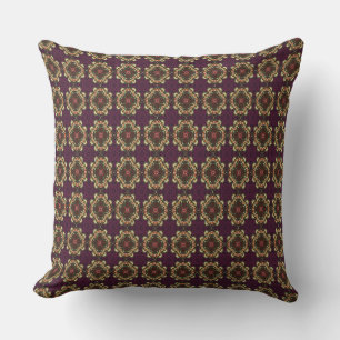 Almofada Ameixa e motivo retro Dourado
