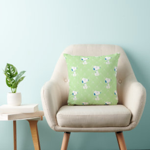 Almofada Amendoins Padrão de Sonhos de Deco Verde Snoopy