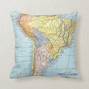Almofada ÁMÉRICA DO SUL: MAPA, c1890