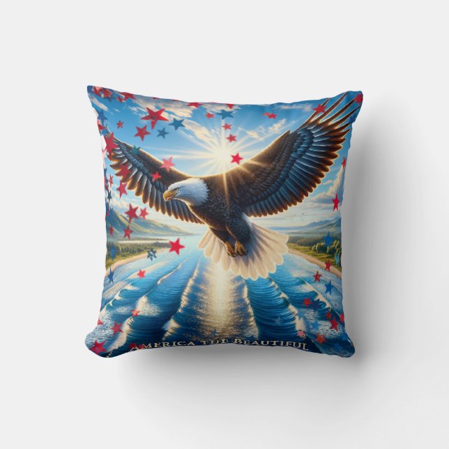 Almofada América, o belo Travesseiro decorativo Patriótico  (Frente)