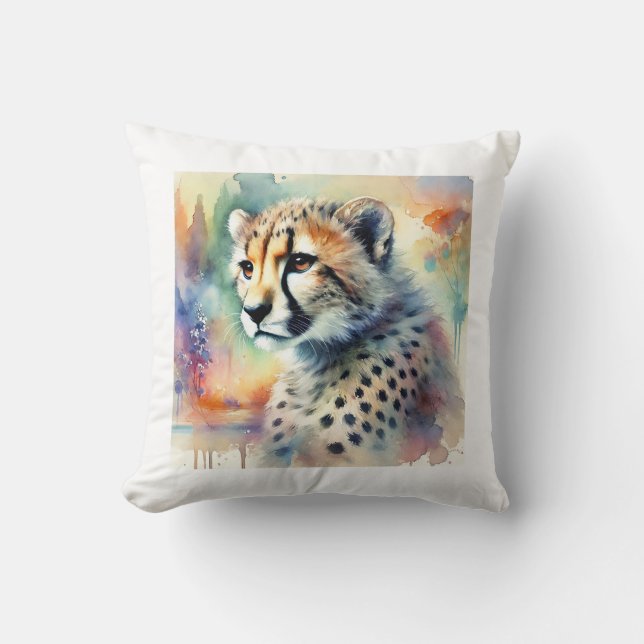 Almofada American cheetah painting 030724AREF113 - Watercol (Frente)