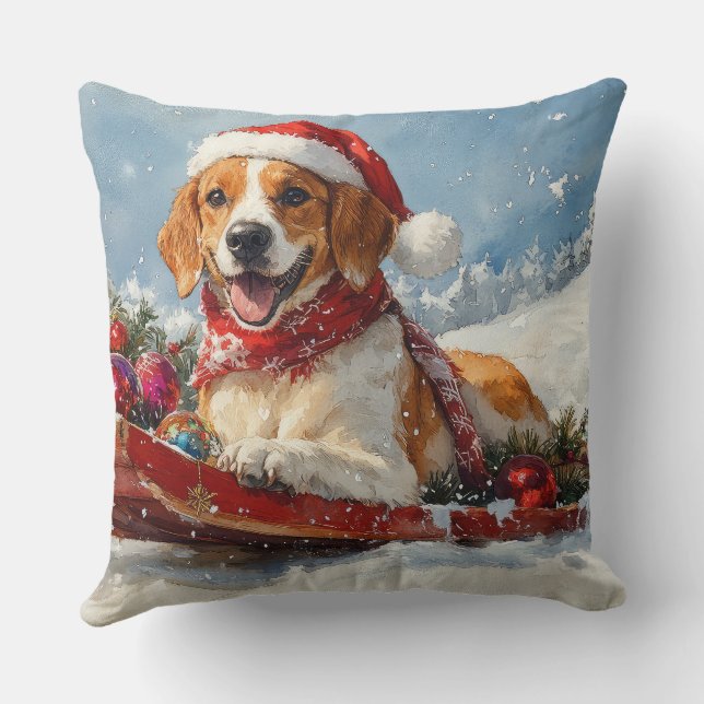 Almofada American English Foxhound no Sledge Christmas (Verso)