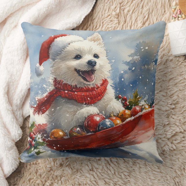 Almofada American Eskimo em Trenó Deixe Nevar Natal (Cobertor)