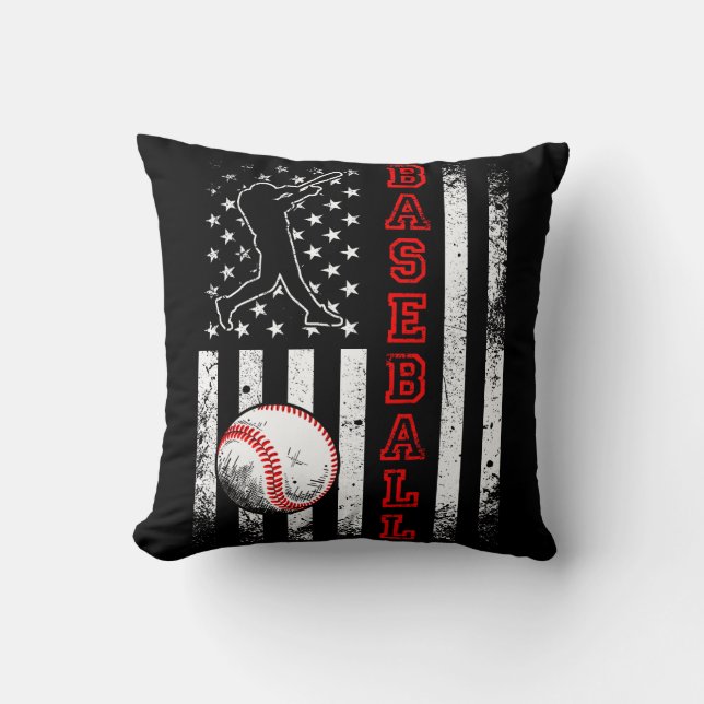 Almofada American Flag Baseball Team Vintage Engraçado (Frente)