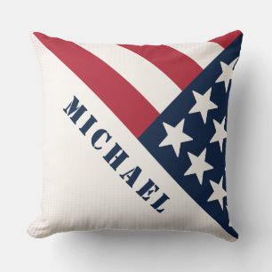 Almofada American Flag Name Red White Blue