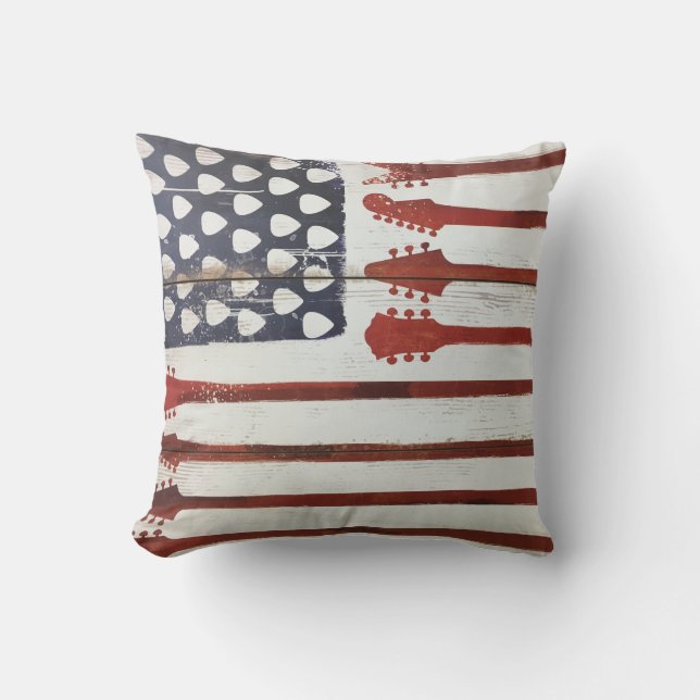 Almofada American Flag Patriotic Guitar Music (Frente)