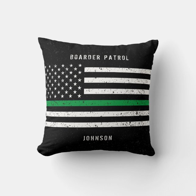 Almofada American Flag Thin Green Line - Nome com Dificulda (Frente)