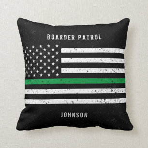 Almofada American Flag Thin Green Line - Nome com Dificulda