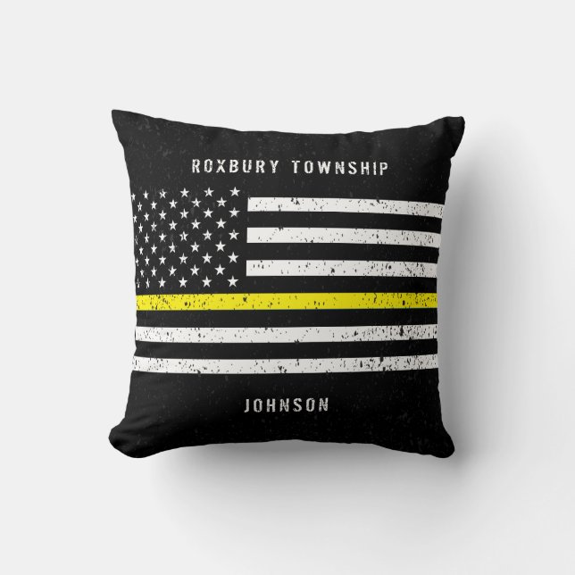 Almofada American Flag Thin Yellow Line - Nome Com Dificuld (Frente)