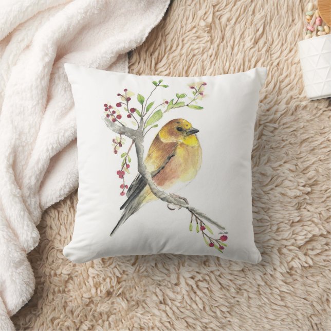 Almofada American Goldfinch Bird Watercolor Art (Cobertor)