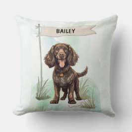 Almofada American Water Spaniel Watercolor Personalized Dog