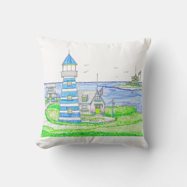Almofada Americana Lighthouse Pillow; Azul (Frente)