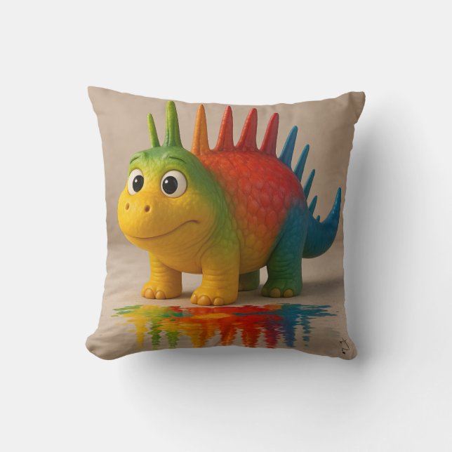 Almofada Amigos ímpares - Poster do Rainbow Dino (Frente)