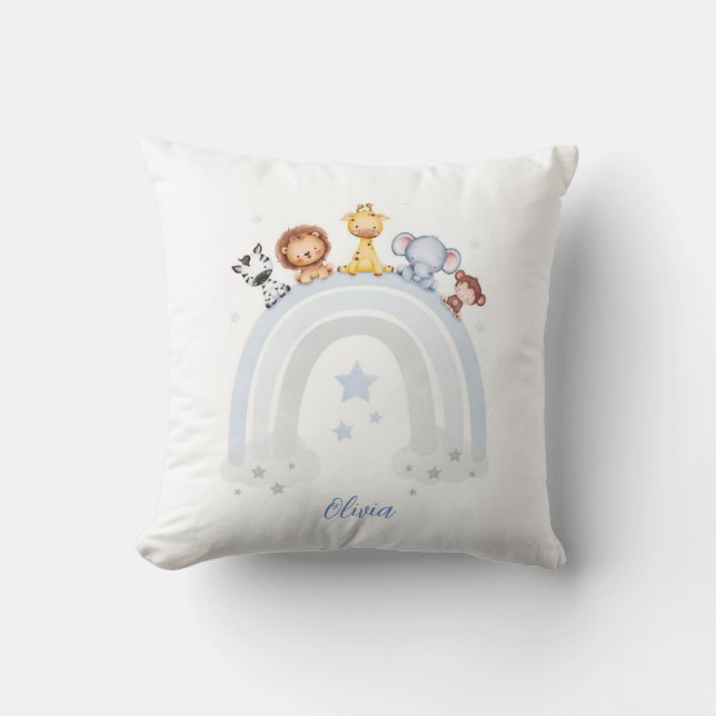 Almofada Amigos selvagens numa Corrida Arco-Íris: Animal Aq (Frente)