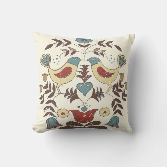 Almofada Amish Hex Sinal Bird Americana da Pensilvânia Hola (Frente)