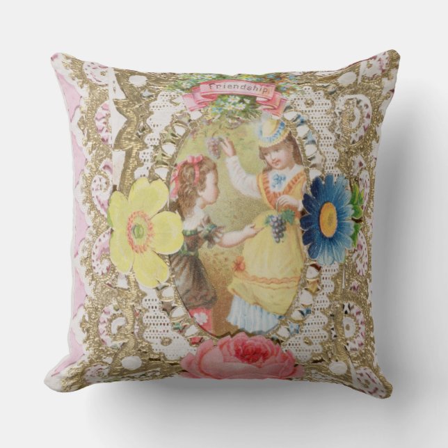 Almofada Amizade, cartão dos namorados, c.1870 (litho o da (Frente)