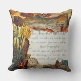 Almofada Amizade Multimédia Mista Flores Borboletas Colagem