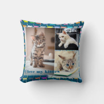 Amo Meus Gatinhos Personalize 3 Fotos Impressão de