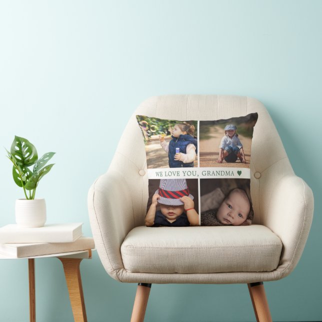 Almofada Amo-Te 4 Fotografias Personalizadas (Cadeira)