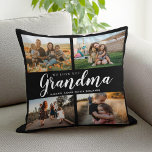 Almofada Amo-Te Vovó 4 Fotografia Collage<br><div class="desc">Digamos que te amamos a vovó neste feriado com um travesseiro decorativo de presente de Natal personalizado com 4 das suas fotos favoritas e nomes de netos e netos. Todo texto neste design é editável para que você possa adicionar sua própria mensagem ou texto. Disponível em diversas cores, estilos e...</div>