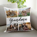 Almofada Amo-Te Vovó 4 Fotografia Collage<br><div class="desc">Digamos que te amamos a vovó neste feriado com um travesseiro decorativo de presente de Natal personalizado com 4 das suas fotos favoritas e nomes de netos e netos. Todo texto neste design é editável para que você possa adicionar sua própria mensagem ou texto. Disponível em diversas cores, estilos e...</div>