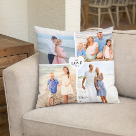 Almofada Amo Você Coração Personalizado Colagem de 4 Fotos