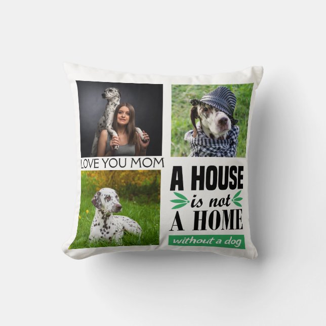 Almofada Amo você Mãe colagem personalizada negra e citação (Frente)