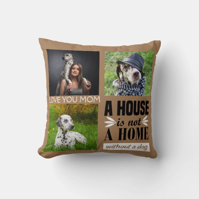 Almofada Amo você Mãe colagem personalizada preta e citação (Frente)