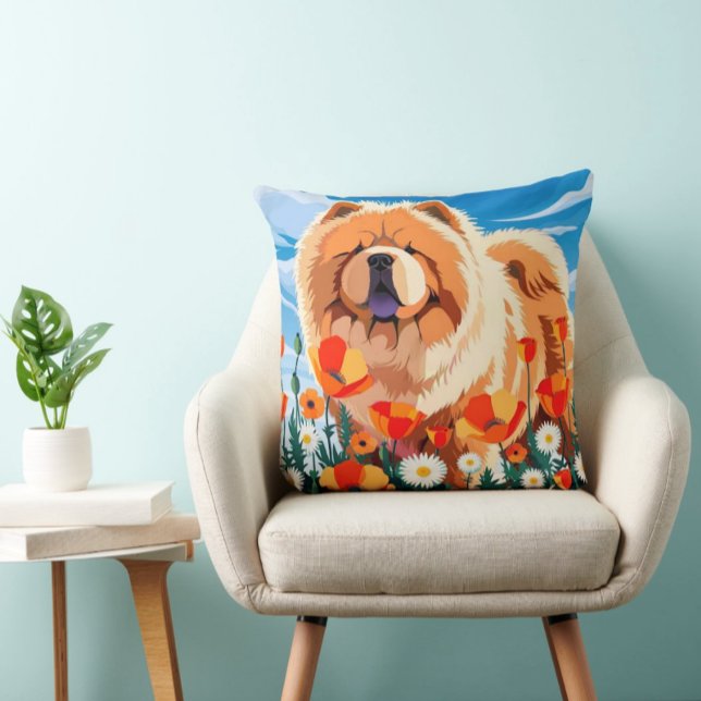 Almofada AMONG THE POPPIES Chow (Criador carregado)