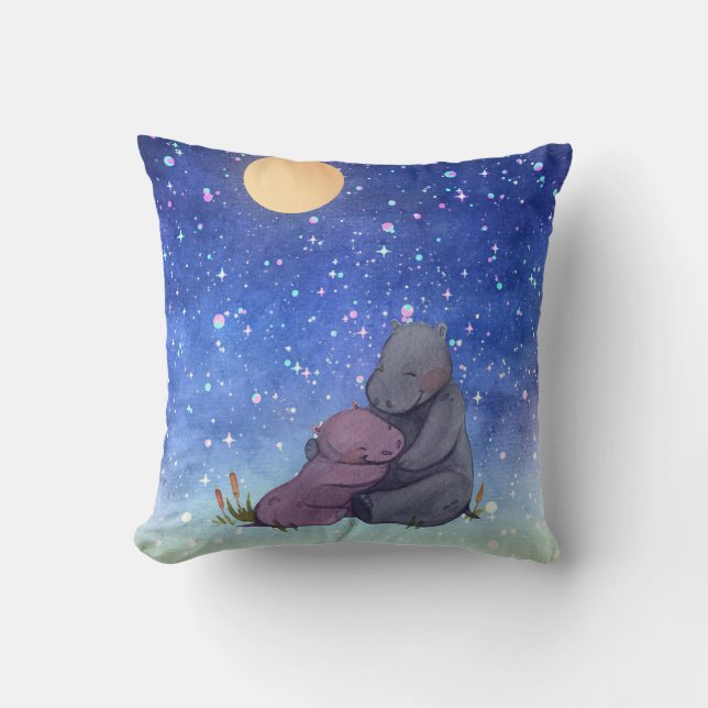 Almofada Amor, Baby Hippo e sua mãe (Frente)