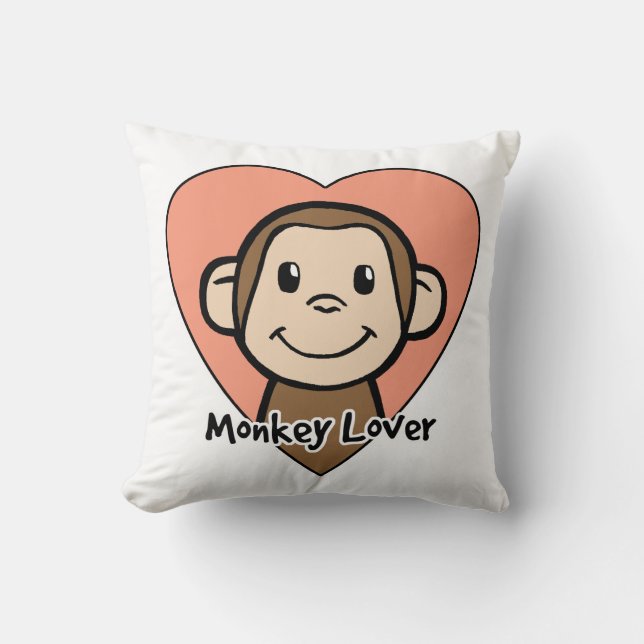 Almofada Amor bonito do macaco do sorriso do clipart dos (Frente)