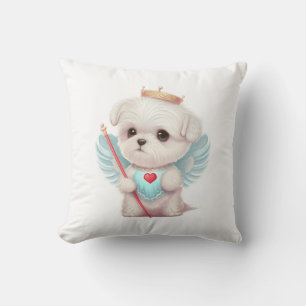 Almofada Amor Celestial: Cachorro Maltês Bonito Anjo