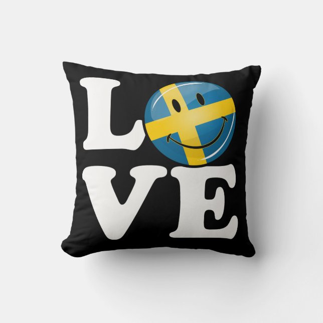 Almofada Amor da bandeira de sorriso da suecia (Frente)
