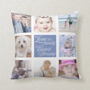 Almofada Amor da Família  Cor Personalizada de Fotos Quadr