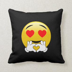 Almofada Amor de Emoji dos olhos & das mãos do coração