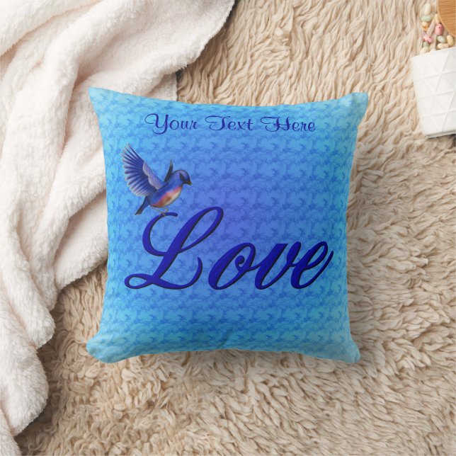 Almofada Amor de Pássaro Azul Personalizado (Cobertor)