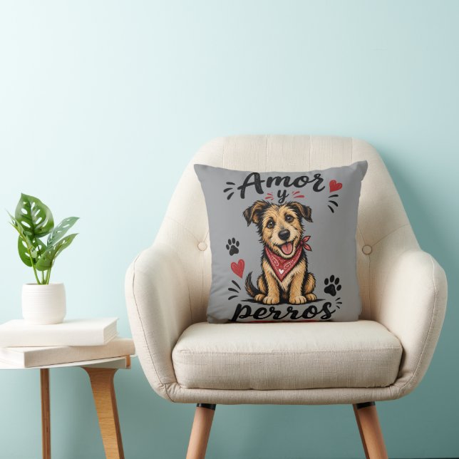 Almofada Amor e Cães Design Divertido para Amantes de Cães (Cadeira)