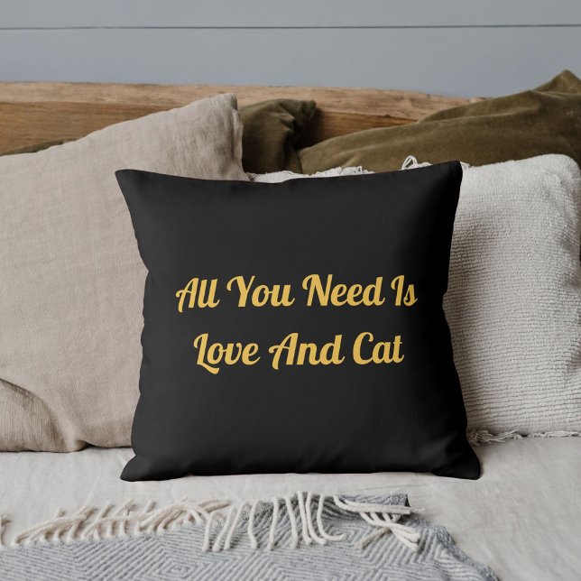 Almofada Amor E Cotação Personalizada De Gato Dourada (Criador carregado)