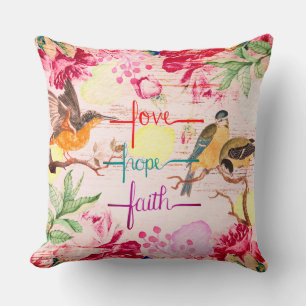 Almofada Amor, Esperança, Travesseiro Faith Floral