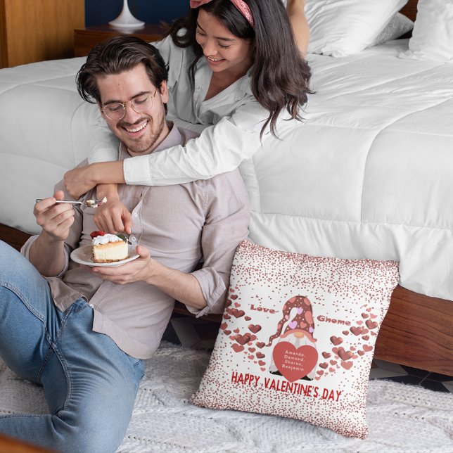 Almofada Amor Gnome Happy Valentines Day (Love Gnome Happy Valentines Day Throw Pillow)
