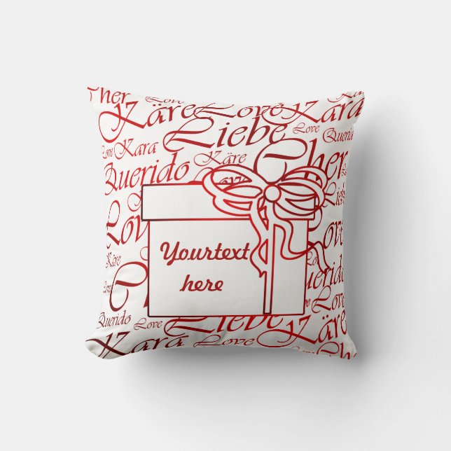 Almofada Amor,liebe,kara,cher,käre,Querido,texto,rosa,festi (Frente)