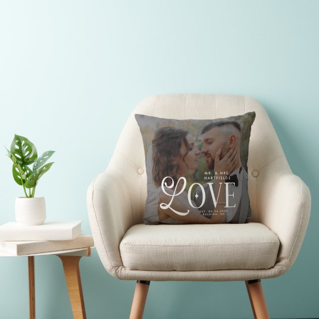 Almofada Amor Moderno Sr. e Sra. Casamento Personalizado Fo (Cadeira)
